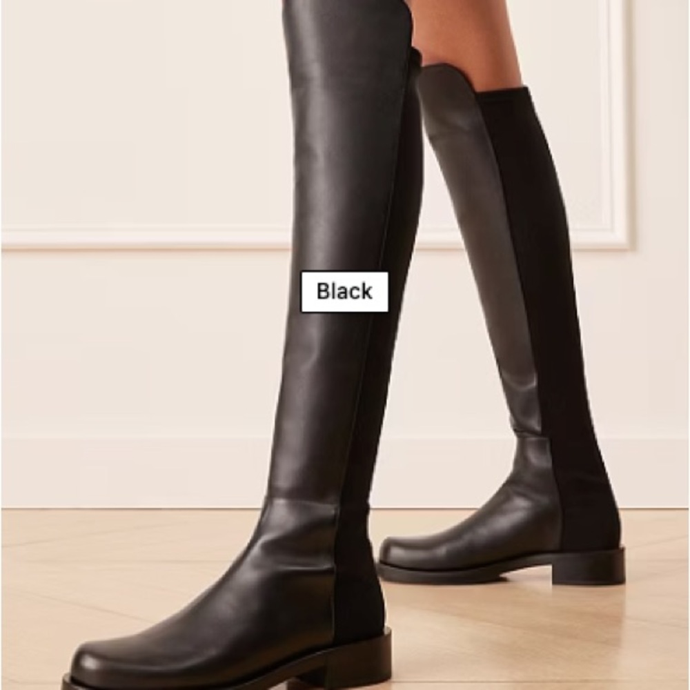 Stuart Weitzman Black Knee High Leather Riding Boots size 8M A410406